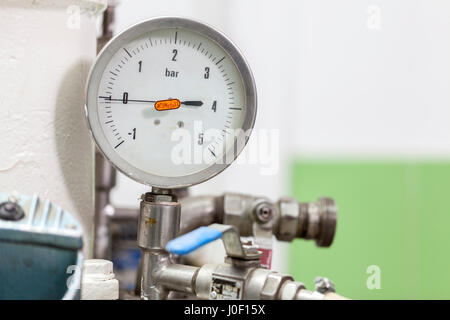 Manometer auf Null, Nahaufnahme Stockfoto