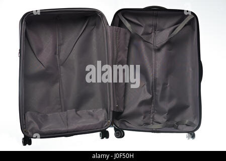 Eine offene leeren Koffer isoliert auf weißem Hintergrund Stockfoto