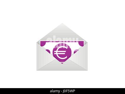 Euro-Schein in Umschlag Stock Vektor