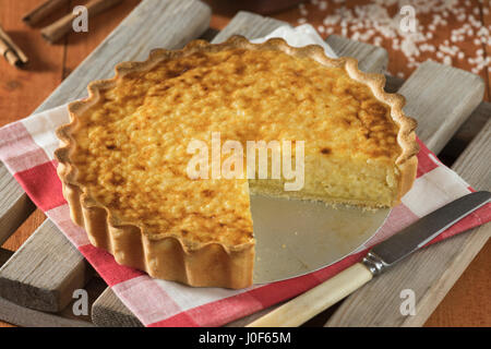 Rijsttaart. Belgische Reis Torte. Belgien-Niederlande-Essen Stockfoto