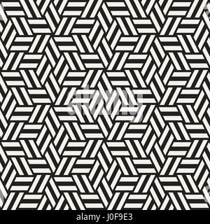 Kubische Gitter Tiling endlose elegante Textur. Abstrakten geometrischen Hintergrund-Design. Nahtlose Rhombus Formen schwarz-weiß Vektormuster. Stock Vektor