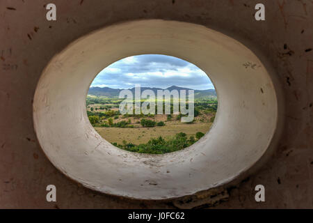 Blick von der historischen Slave Wachturm in Manaca Iznaga, Valle de Los Ingenios, Trinidad, Kuba Stockfoto