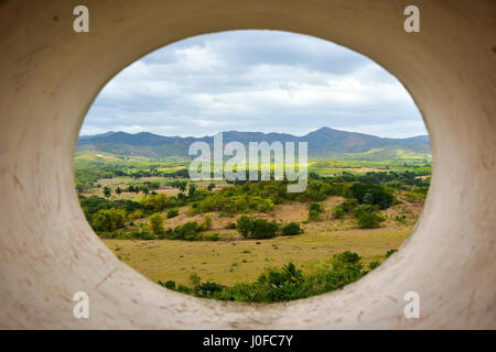 Blick von der historischen Slave Wachturm in Manaca Iznaga, Valle de Los Ingenios, Trinidad, Kuba Stockfoto