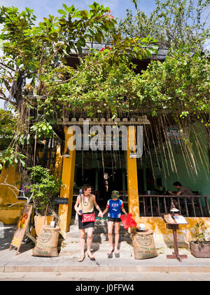 Vertikale Streetview in Hoi an, Vietnam. Stockfoto