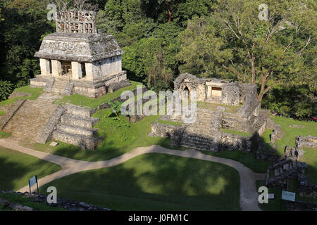 Maya-Ruinen in Palenque, Chiapas, Mexiko. Es ist eines der am besten erhaltenen Stätten, die enthält interessanten Architektur und ist touristisch reizvoll Stockfoto