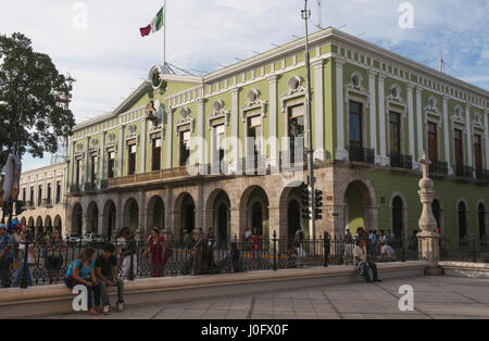 Mexiko, Yucatan, Merida, Plaza De La Independencia, Palacio de Gobierno, Palast des Gouverneurs Stockfoto