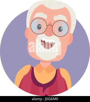 Avatar der glückliche alte Großvater in Gläsern Stock Vektor