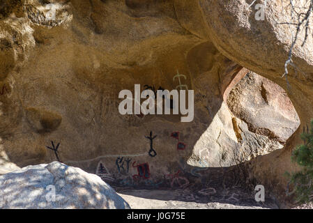 Petroglyphen auf dem Rundweg Barker Dam. Joshua Tree Nationalpark, Kalifornien, USA. Stockfoto