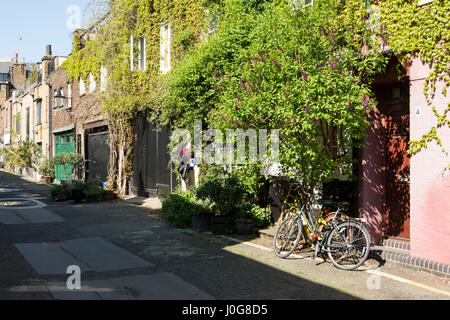 Eine ruhige aussehende Doughty Mews in London Bloomsbury Bereich. Stockfoto