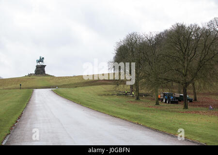 Windsor, Großbritannien. 9. Januar, 2017. Baum Chirurgen fiel einer der Rosskastanie Bäume flankieren den berühmten Langen im Windsor Great Park entfernt. Stockfoto