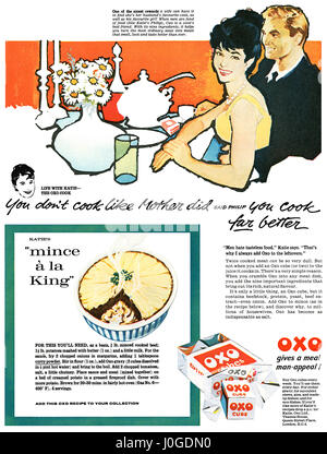 1959 britische Werbung für Oxo-Würfel. Stockfoto