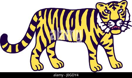 Niedlichen Tiger Cartoon brüllen Stock Vektor