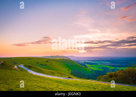 Die South Downs-Landschaft bei Devil es Dyke in der Nähe von Brighton in East Sussex, England Stockfoto