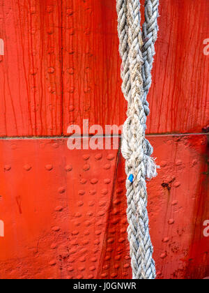 Festmacher Seil Detail im Norden Carr Feuerschiff City Quay Dundee Schottland Stockfoto