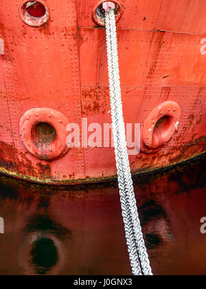 Festmacher Seil Detail im Norden Carr Feuerschiff City Quay Dundee Schottland Stockfoto