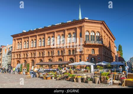 Kunstmuseum Riga Börse auf Doms Quadrat. Nationalen architektonischen Denkmal von Lettland, UNESCO-Weltkulturerbe. Stockfoto