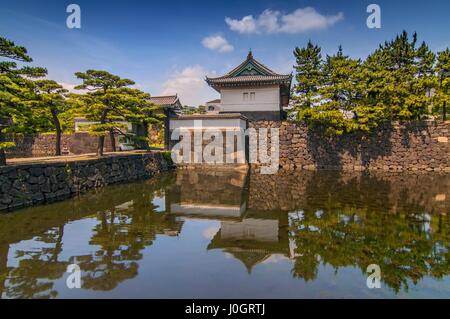 Tokyo Imperal Palace und seine Spiegelung im Wasser, Japan. Stockfoto