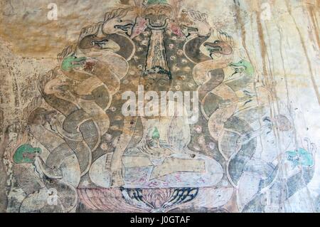 Antike Wandmalerei in Sulamani Tempel in Bagan, Myanmar Stockfoto