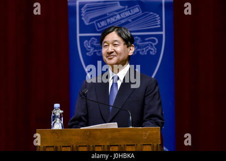 Kuala Lumpur, MALAYSIA. 14. April 2017. Japans Kronprinz Naruhito während seines Besuchs in Malaysia an Universität von Malay in Kuala Lumpur am 14. April 2017 abgebildet. Naruhito ist bei einem fünftägigen Besuch in Malaysia. Bildnachweis: Chris Jung/ZUMA Draht/Alamy Live-Nachrichten Stockfoto