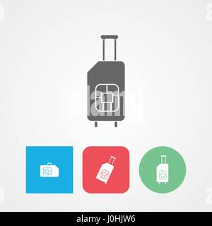 Reise-SIM-flache Vektor Icon. Das Roaming. Gepäck. Stock Vektor