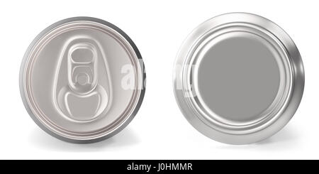 Satz von Aluminium Dosen close-up, auf weißem Hintergrund, 3D-Rendering Stockfoto