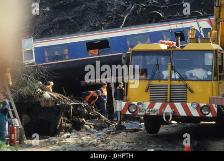 Purley Bahnhof Schiene Abbruch in Surrey Uk 5. März 1989 Stockfoto