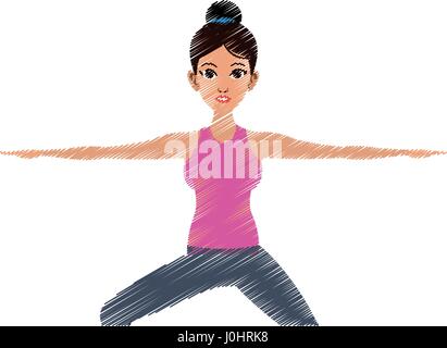hübsche Frau, die beim Yoga Yogi Symbolbild Stock Vektor