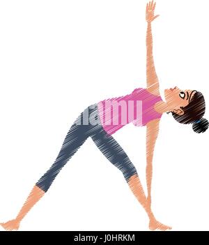 hübsche Frau, die beim Yoga Yogi Symbolbild Stock Vektor