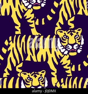 Niedlichen Tiger Cartoon brüllen Stock Vektor