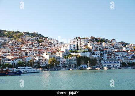 Auf der Suche nach Chora auf der griechischen Insel Skopelos am 21. September 2012. Die Insel war der Hauptstandort der 2008 Film Mamma Mia. Stockfoto