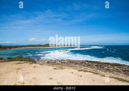 Fotograf bei Grandes Salines Strand in Guadeloupe französische West Indieslandscape Stockfoto