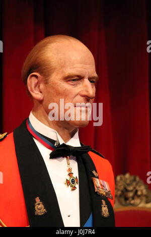 Prinz Philip, London, UK, 20. März 2017: Prinz Philip (Ehemann von Queen Elizabeth II) Portrait in formale Kleidung Medaillen waxwork im Museum London, England, UK. Foto, Foto, Bild, Bild, Redaktion Stockfoto