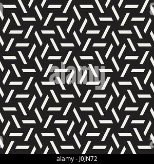 Kubische Gitter Tiling endlose elegante Textur. Abstrakten geometrischen Hintergrund-Design. Nahtlose Rhombus Formen schwarz-weiß Vektormuster. Stock Vektor