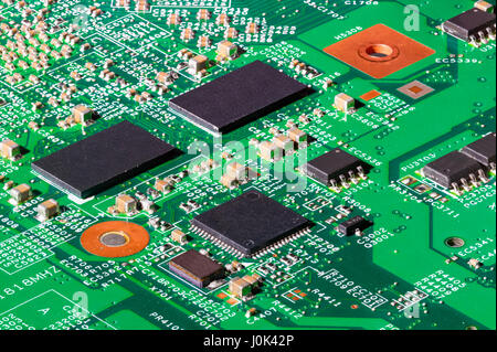 Schuss von Computer-Chips auf einer Platine hautnah Stockfoto