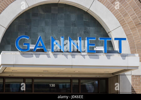 Indianapolis - ca. April 2017: Gannett Indy Sterne Firmensitz. Gannett Company besitzt über 100 Tageszeitungen ich Stockfoto