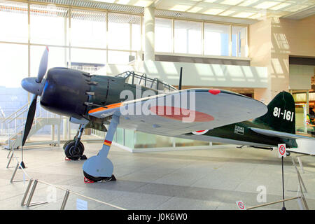 Mitsubishi A6M Zero bei Yushukan Museum Tokio Japan Stockfoto