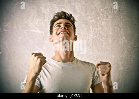 Mann als Sieger fühlen Stockfoto