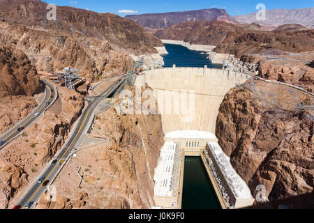 Erhöhte Ansicht der Hoover-Staudamm in der Nähe von Las Vegas, Nevada Stockfoto