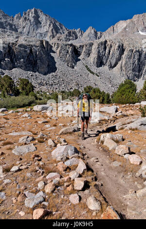 CA03213-00... Kalifornien - Wanderer aufsteigend die Nordseite des Försters Pass auf die kombinierte JMT/PCT in der Sequoia und Kings Canyon Wilderness. Stockfoto