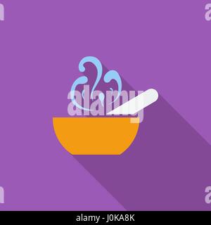 Suppe-Symbol. Flache Vektor zugehörige Symbol mit langen Schatten für Web und mobile Anwendungen. Es kann als - Logo, Symbol, Piktogramm, Infografik-Element verwendet werden. Stock Vektor