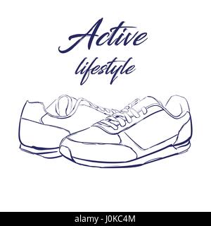 Skizze, die laufenden Turnschuhe Stock Vektor