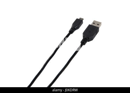 USB-Kabel Normal und Micro isoliert auf weißem Hintergrund Stockfoto