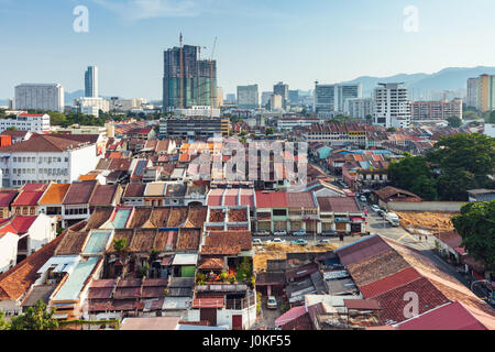 Georgetown, Malaysia - 27. März 2016: Blick über die Altstadt von Georgetown am 27. März 2016 in Penang, Malaysia. Stockfoto