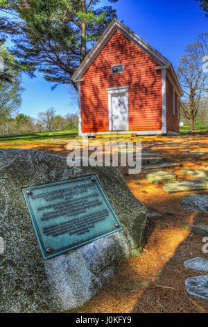 Die Redstone-Schule, die Schule in Sarah Josepha Hale 1830 Geschichte, "Mary Had A Little Lamb" bezeichnet. Stockfoto