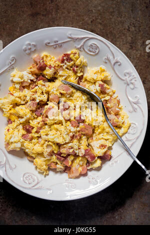 Rührei mit Speck Speck Stockfoto