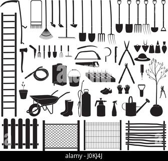 Verschiedenen landwirtschaftlichen Symbol-Tools set für Garten. Vektor-Illustration Stock Vektor