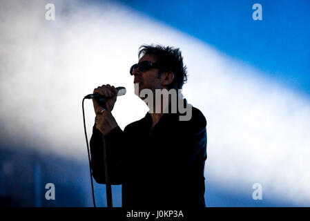 BENICASSIM, Spanien - 16 JUL: Echo und das Bunnymen (Rockband in Liverpool) führen in Konzert im FIB Festival am 16. Juli 2016 in Benicassim, S Stockfoto