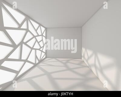3D Rendering-Korridor mit abstrakten Fassaden, innen Abbildung Stockfoto