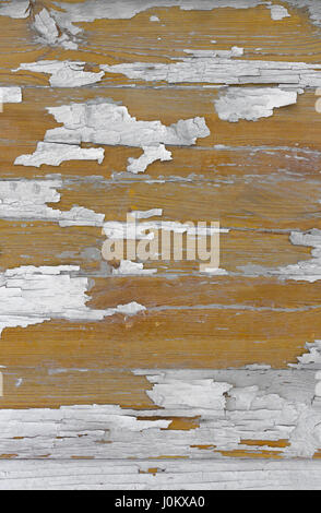Textur des horizontalen Holzplatten mit alte Farbe blättert ab Stockfoto