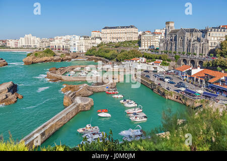 Hafen für kleine Boote in Biarritz, Aquitaine, Frankreich Stockfoto